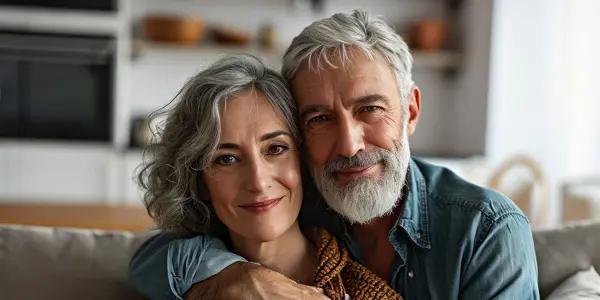 Couple de seniors s'embrassant